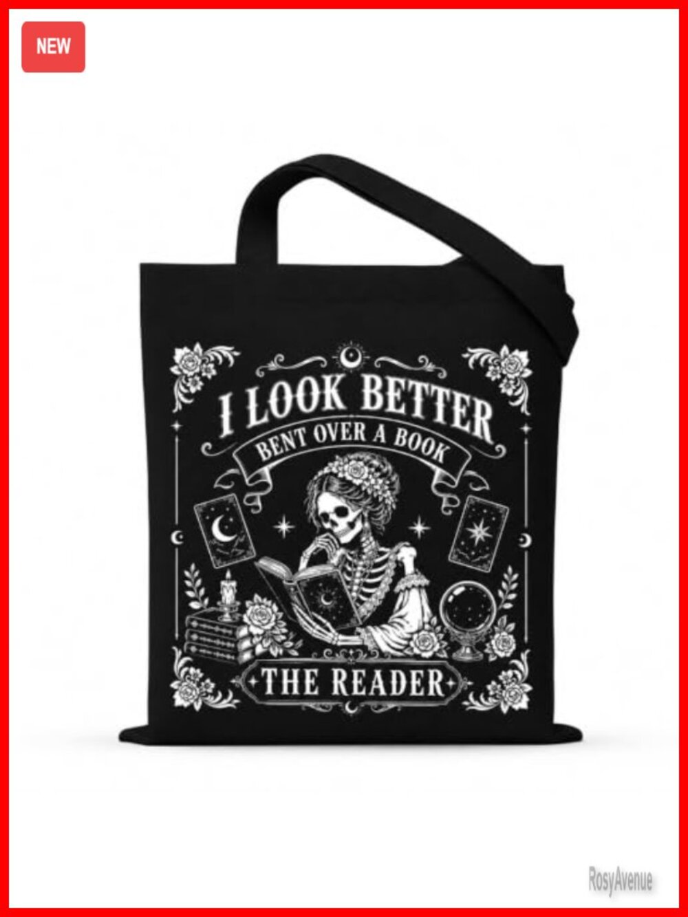 Spicy Book Lover Canvas Tote Bag Gothic Reader Gift Large Open Top